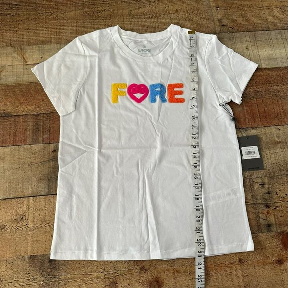 G/fore G4 Womens Golf Top T-shirt Size S White Felt Logo Fore - Picture 6 of 8